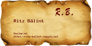 Ritz Bálint névjegykártya